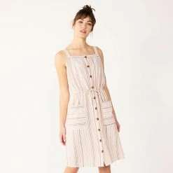 Women's Sonoma Goods For Life® Print Button-Front Tank Dress Blue Floral