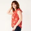 Women's Sonoma Goods For Life® Print Flutter-Sleeve Swing Top Red Floral