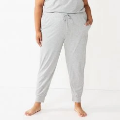 Plus Size Sonoma Goods For Life® Essential Banded Bottom Pajama Pants Coral Animal