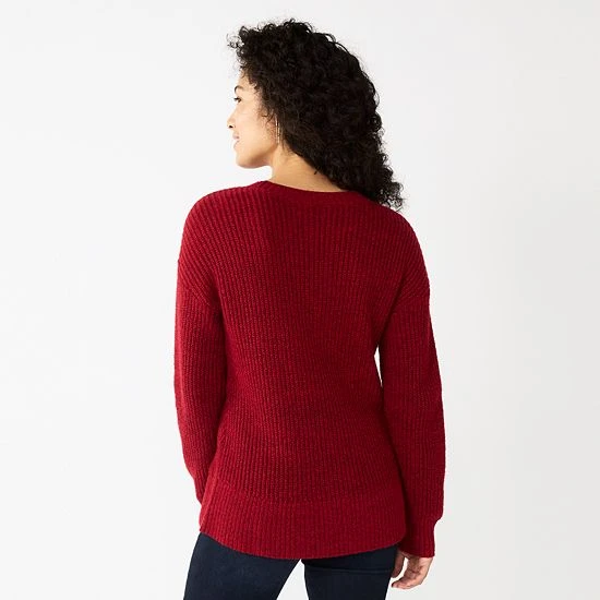 Women's Sonoma Goods For Life® Diamond Stitch Pullover Sweater Plum 4 Women's Sonoma Goods For Life® Diamond Stitch Pullover Sweater Plum - Image 2