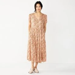 Petite Sonoma Goods For Life® Button Front Tiered Midi Dress Pink Floral -Sonoma Goods For Life Shop unnamed file 10683