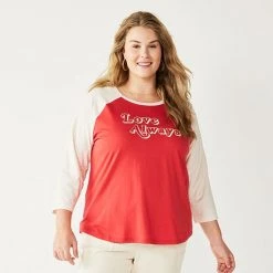 Plus Size Sonoma Goods For Life® Three Quarter Sleeve Baseball Graphic Tee Red Love Always -Sonoma Goods For Life Shop unnamed file 10727