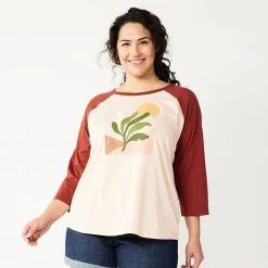 Plus Size Sonoma Goods For Life® Three Quarter Sleeve Baseball Graphic Tee Red Love Always -Sonoma Goods For Life Shop unnamed file 10730