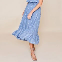 Women's Sonoma Goods For Life® X Lauren Lane Pull-On Tiered Skirt Chambray Discharge