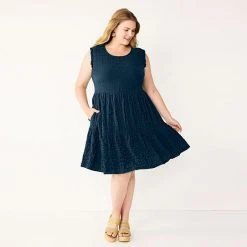 Plus Size Sonoma Goods For Life® Puckered Tiered Dress Aqua -Sonoma Goods For Life Shop unnamed file 10882