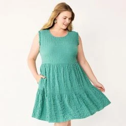 Plus Size Sonoma Goods For Life® Puckered Tiered Dress Aqua -Sonoma Goods For Life Shop unnamed file 10883