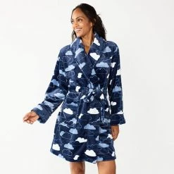 Women's Sonoma Goods For Life® Short Plush Robe Navy Clouds -Sonoma Goods For Life Shop unnamed file 1115