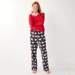 Petite Sonoma Goods For Life® Henley Pajama Top & Flannel Pajama Pants Set Red Charcoal Polar Bea -Sonoma Goods For Life Shop unnamed file 11158