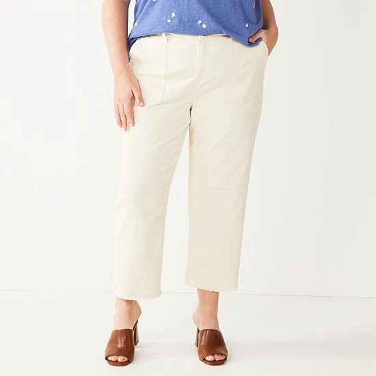 Plus Size Sonoma Goods For Life® High-Waisted Utility Straight Crop Pants Olive 6 Plus Size Sonoma Goods For Life® High-Waisted Utility Straight Crop Pants Olive - Image 4