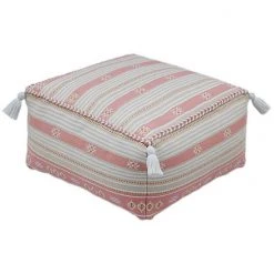 Sonoma Goods For Life® Coral Striped Geo Indoor / Outdoor Square Pouf