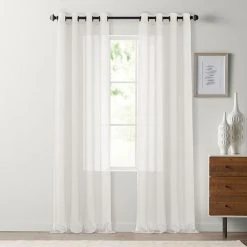 Sonoma Goods For Life® 2-Pack Crushed Voile Grommet Window Curtain Ivory