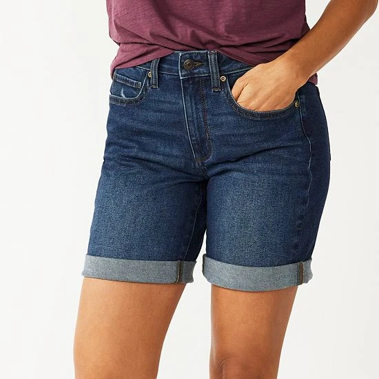 Petite Sonoma Goods For Life® High-Rise Bermuda Jean Shorts Leslie 4 Petite Sonoma Goods For Life® High-Rise Bermuda Jean Shorts Leslie - Image 2
