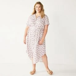 Plus Size Sonoma Goods For Life® Button Front Midi Shirt Dress Citron Dots -Sonoma Goods For Life Shop unnamed file 11427