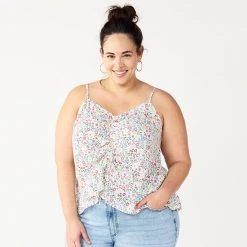 Plus Size Sonoma Goods For Life® Shirred-Front Tank Navy Floral