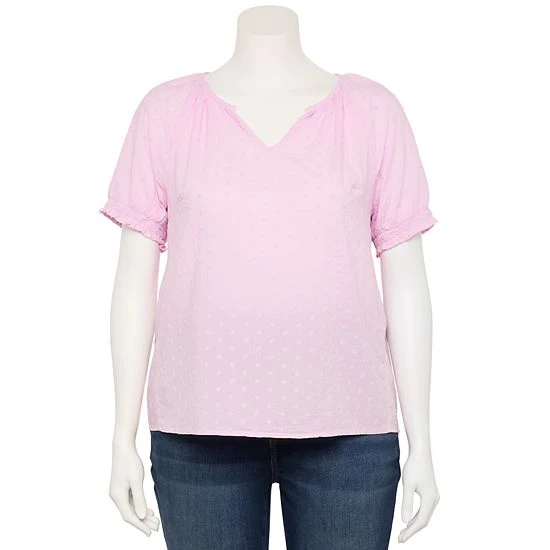 Plus Size Sonoma Goods For Life® Shirring V-Neck Top Black White Embroidery 3 Plus Size Sonoma Goods For Life® Shirring V-Neck Top Black White Embroidery