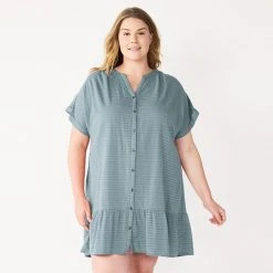 Women's Sonoma Goods For Life® Button Front Tunic Dress Dusty Blue -Sonoma Goods For Life Shop unnamed file 11543