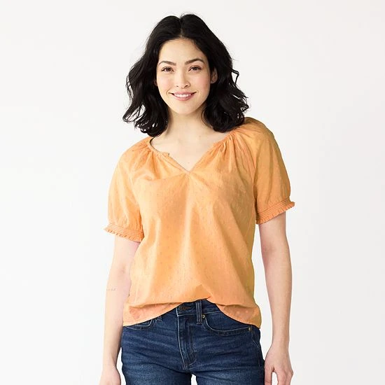 Women's Sonoma Goods For Life® Shirred V-neck Top Black White Embroidery 7 Women's Sonoma Goods For Life® Shirred V-neck Top Black White Embroidery - Image 5