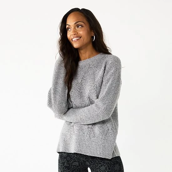 Women's Sonoma Goods For Life® Diamond Stitch Pullover Sweater Plum 15 Women's Sonoma Goods For Life® Diamond Stitch Pullover Sweater Plum - Image 13