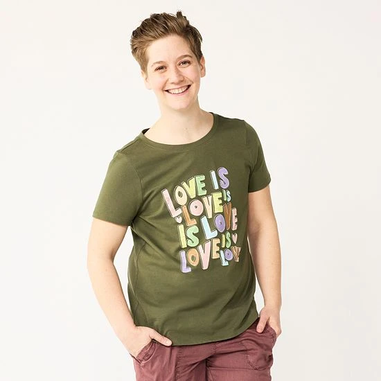 Women's Sonoma Goods For Life® Pride Graphic Tee Olive Love Is Love 6 Women's Sonoma Goods For Life® Pride Graphic Tee Olive Love Is Love - Image 4