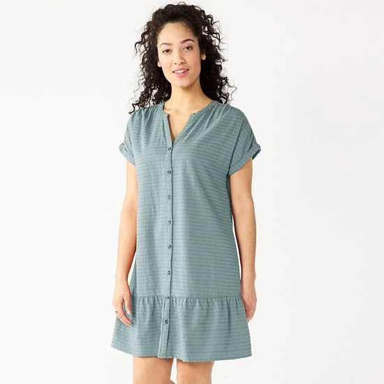 Petite Sonoma Goods For Life® Button-Front Flounce Tunic Dress Desoto Blue 4 Petite Sonoma Goods For Life® Button-Front Flounce Tunic Dress Desoto Blue - Image 2