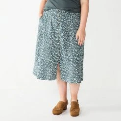 Plus Size Sonoma Goods For Life® Vented Button-Front Midi Skirt Grey Floral -Sonoma Goods For Life Shop unnamed file 12035