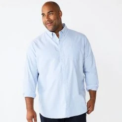 Big & Tall Sonoma Goods For Life® Perfect Length Button-Down Shirt Diamond Navy