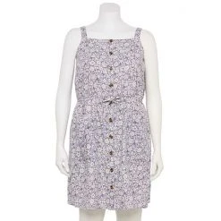 Plus Size Sonoma Goods For Life® Linen-Blend Tank Dress Peach Embroidery