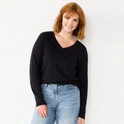 Women's Sonoma Goods For Life® Everyday V-Neck Long Sleeve Tee Black Scatter Floral -Sonoma Goods For Life Shop unnamed file 121