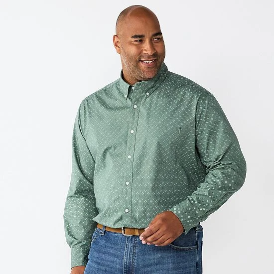 Big & Tall Sonoma Goods For Life® Perfect Length Button-Down Shirt Diamond Navy 10 Big & Tall Sonoma Goods For Life® Perfect Length Button-Down Shirt Diamond Navy - Image 8