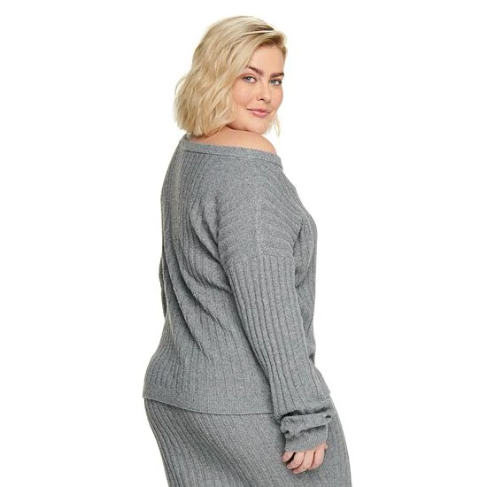 Plus Size Sonoma Goods For Life® X Lauren Lane Rib Drop Shoulder Sweater Ivory 4 Plus Size Sonoma Goods For Life® X Lauren Lane Rib Drop Shoulder Sweater Ivory - Image 2