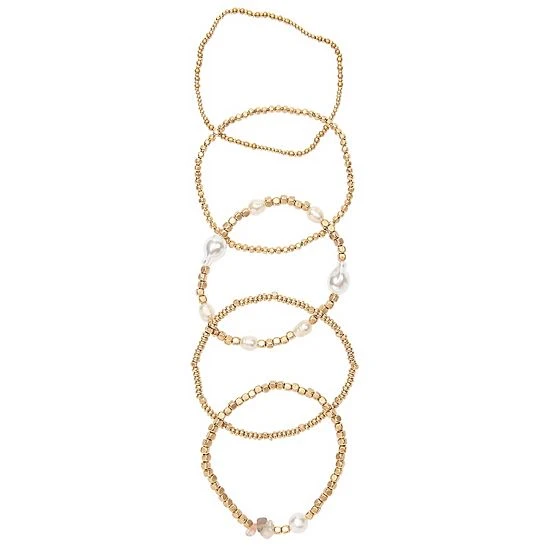 Sonoma Goods For Life® Pearl & Beaded Multi Stretch Bracelet 5 Pack 4 Sonoma Goods For Life® Pearl & Beaded Multi Stretch Bracelet 5 Pack - Image 2