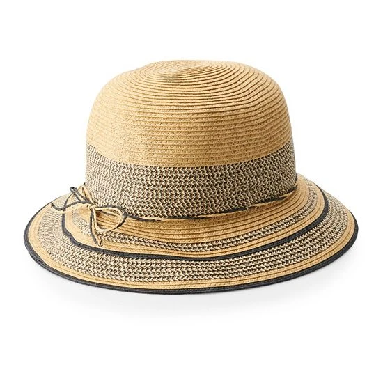 Women's Sonoma Goods For Life® Inset Two-Tone Cloche Hat Tan Black 5 Women's Sonoma Goods For Life® Inset Two-Tone Cloche Hat Tan Black - Image 3