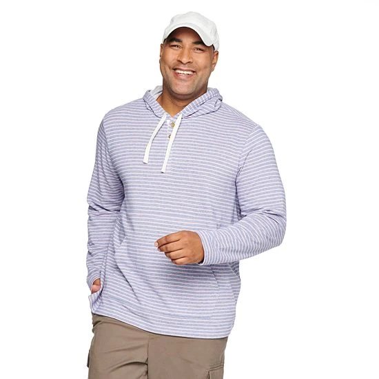 Men's Big & Tall Sonoma Goods For Life® Henley Hoodie Beige Stripe 4 Men's Big & Tall Sonoma Goods For Life® Henley Hoodie Beige Stripe - Image 2