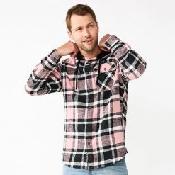 Men's Sonoma Goods For Life® Hooded Flannel Button-Down Shirt Pink Plaid -Sonoma Goods For Life Shop unnamed file 1261