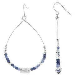 Sonoma Goods For Life® Blue Beads & Casted Accent Teardrop Earrings