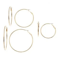 Sonoma Goods For Life™ Graduated Nickel Free Hoop Earring Set Rose Gold Tone