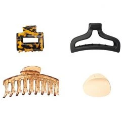 Sonoma Goods For Life® Brown & Black Tortoise & Rubber Coated Claw Clip Set Of 4