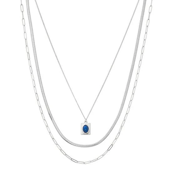 Sonoma Goods For Life® Recycled Layered Simulated Lapis Pendant Necklace Silver Tone 5 Sonoma Goods For Life® Recycled Layered Simulated Lapis Pendant Necklace Silver Tone - Image 3