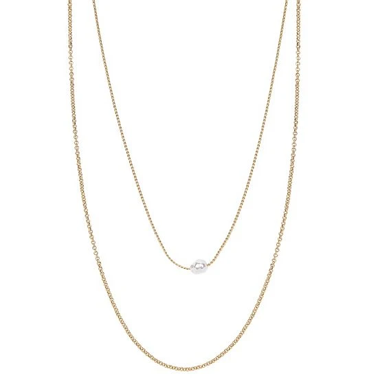 Sonoma Goods For Life® 2 Row Multi Chain With Single Pearl Station Necklace 3 Sonoma Goods For Life® 2 Row Multi Chain With Single Pearl Station Necklace