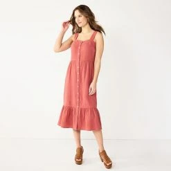 Women's Sonoma Goods For Life® X Lauren Lane Button Front Flounce Dress Mauve Jewel -Sonoma Goods For Life Shop unnamed file 13008