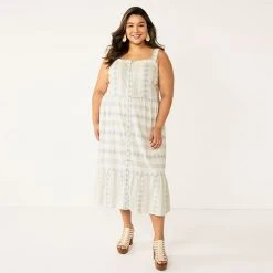 Plus Size Sonoma Goods For Life® Button-Front Flounce Dress