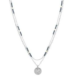 Sonoma Goods For Life® 2 Row Blue Bead With Casted Coin Pendant Necklace