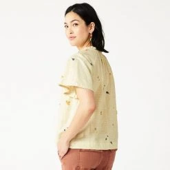 Women's Sonoma Goods For Life® Flutter Short Sleeve Top Olive Floral -Sonoma Goods For Life Shop unnamed file 13139