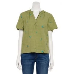 Women's Sonoma Goods For Life® Flutter Short Sleeve Top Olive Floral -Sonoma Goods For Life Shop unnamed file 13141