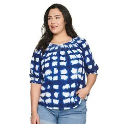 Plus Size Sonoma Goods For Life® Elbow Smocked Neck Top Navy Dye Squares 8 Plus Size Sonoma Goods For Life® Elbow Smocked Neck Top Navy Dye Squares -Sonoma Goods For Life Shop unnamed file 13153