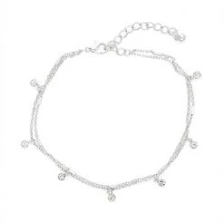 Sonoma Goods For Life® Silver Tone Two-Row Simulated Crystal Station Anklet