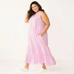 Plus Size Sonoma Goods For Life® X Lauren Lane Tiered Maxi Dress Daydream Purple