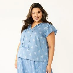 Plus Size Sonoma Goods For Life® Flutter Sleeve Peasant Top Eastwood Floral Print