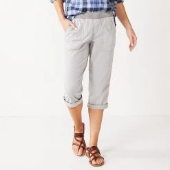 Petite Sonoma Goods For Life® Rib Waistband Utility Capri Pants Olive