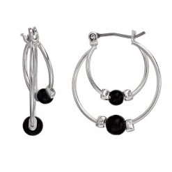 Sonoma Goods For Life Women's Silver-Tone Simulated Pearl Double Hoop Earrings